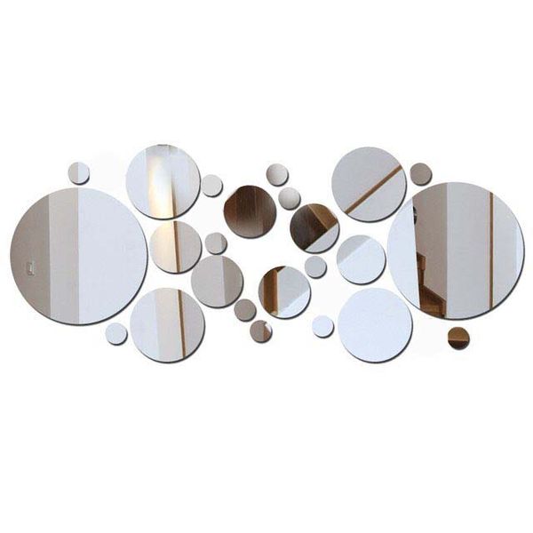 24-Pieces Of Decorative Acrylic Round Wall Mirror Sticker Set
