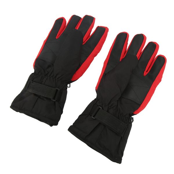 Battery Heated Ski Gloves Waterproof Polyester Black Red