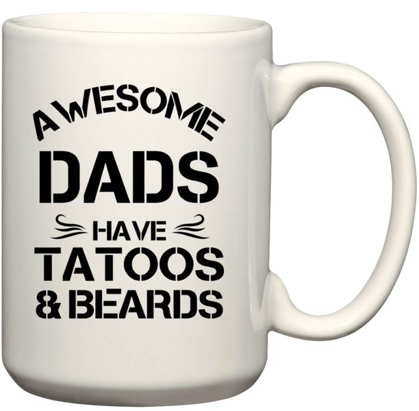 Awesome Dads Have Tattoos And Beards Gift Coffee image