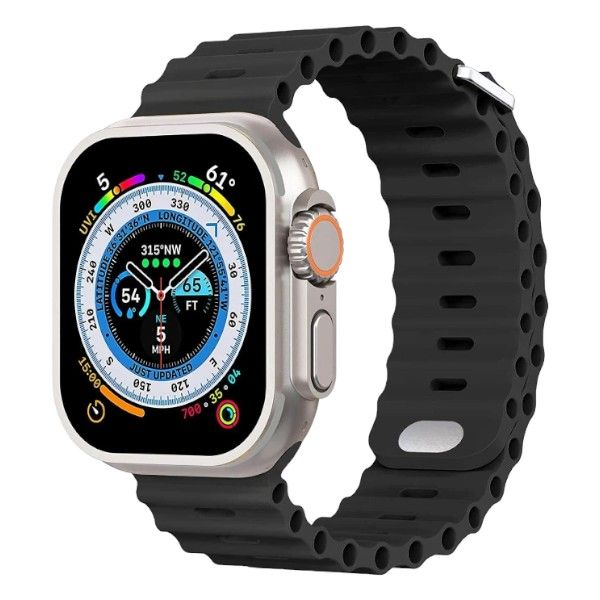 Silicone Ocean Style Apple Watch Strap With Buckle Clasp - Orange &amp; Grey