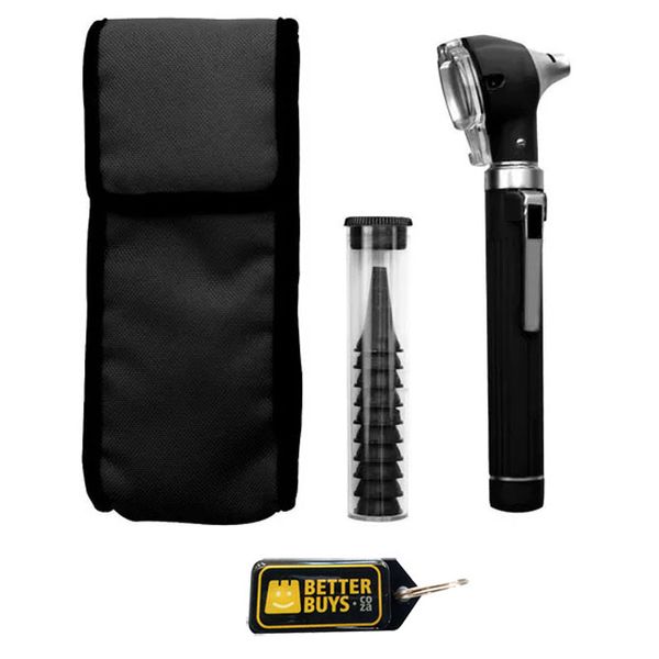 Fibre Optic Pocket Otoscope Set with Pouch - Black &amp; Gel Key Holder
