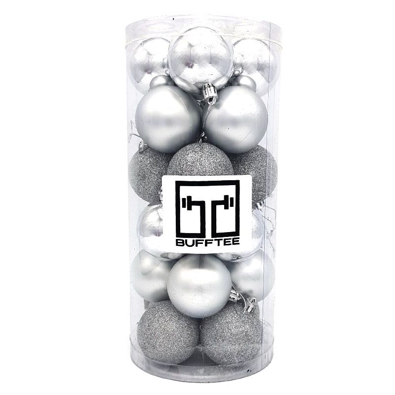 Bufftee 24 Piece Big Christmas Tree Baubles Xmas Chrome Balls Silver Tones Buy Online in