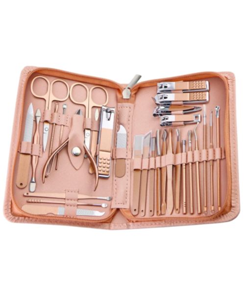 30 Piece Professional Stainless Steel Nail Tool Set - Apricot