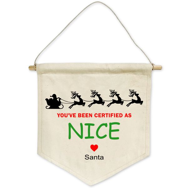 Certified as nice Christmas cotton banner decor