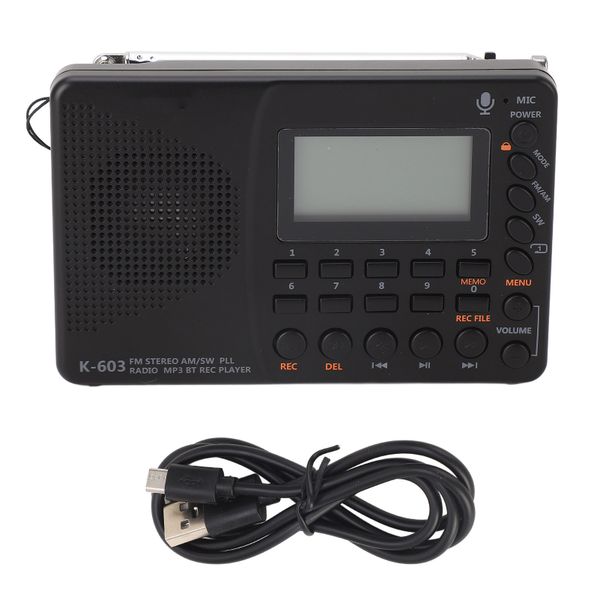 FM/AM/SW Radio Multi?Function Portable Small Stereo Speaker REC Recorder