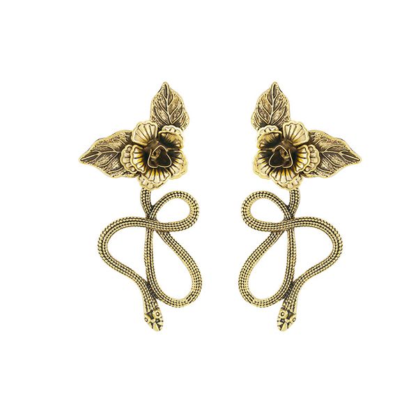 Snake Rose Flower Earrings (RE-10120-RTE)
