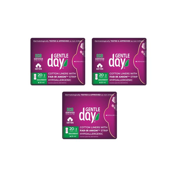 Gentle Day Organic Cotton Absorbent Panty Liners - 3 Pack