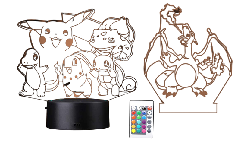 POKEMON GANG &amp; CHARIZARD Double Plate Illusional LED Lamp Light