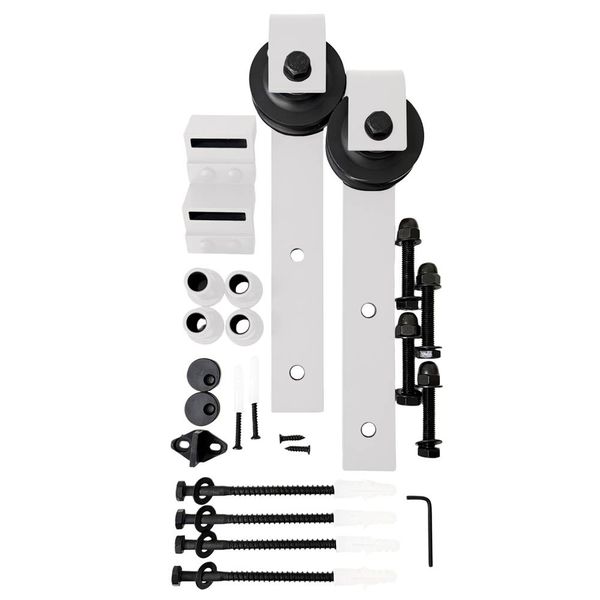 Trojan 100kg White Top Hung Barn Door Slider Kit