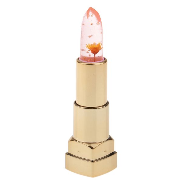 Clear Jelly Temperature Change Color Lipstick Flower Inside Orange Flower