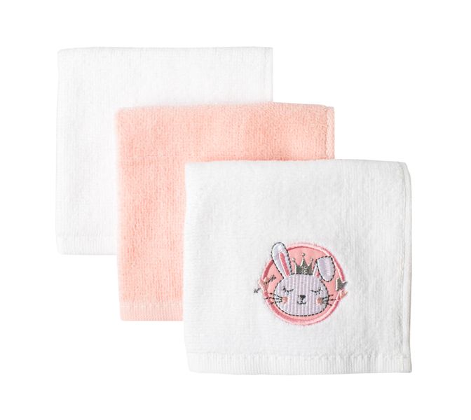 Baby Bunny 3 PK Embroidered Face Cloth