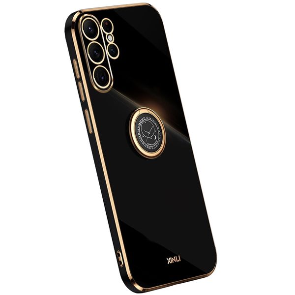 Electroplated Phone Case with Ring Holder Compatible with Samsung Galaxy S23 Ultra