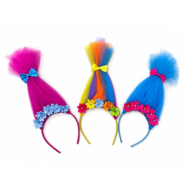 Trolls Flower Aliceband 3 Pack Assorted Dress-Up Headbands