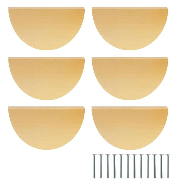 Half Moon Brushed Gold Handles-Solid-Pack of 6