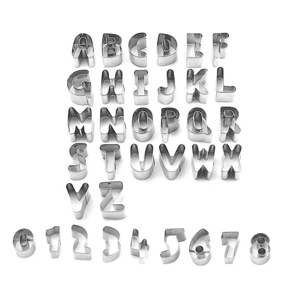 35 Piece Stainless Steel DIY Letters Numbers Cake Mold Cookie Cutter