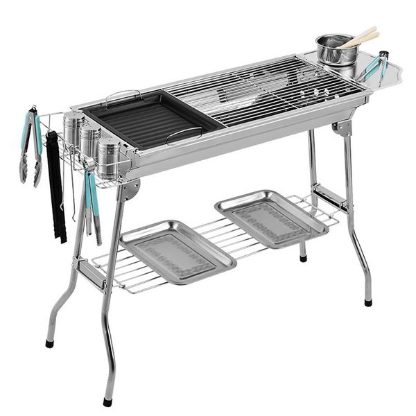 Large Portable Folding Stainless Steel Grill Set BBQ-Versatile Adjustable