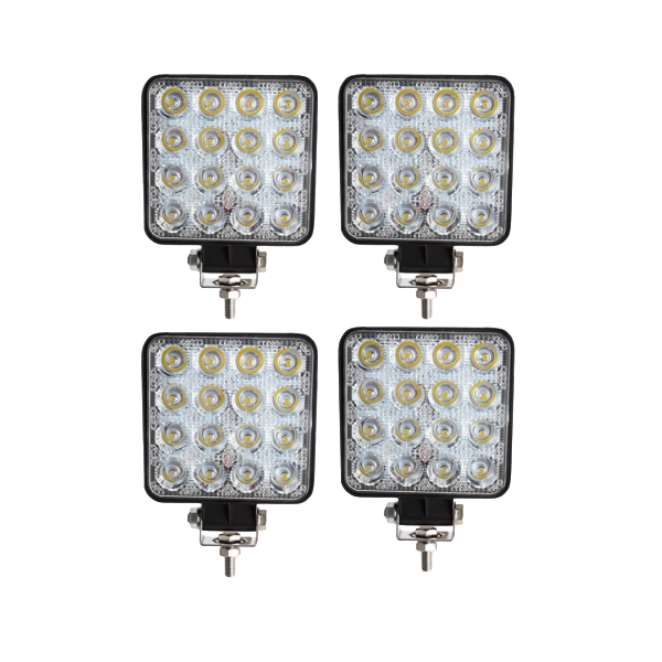 4 Pcs 48W Square LED Work Light For Off-road ATV UTV
