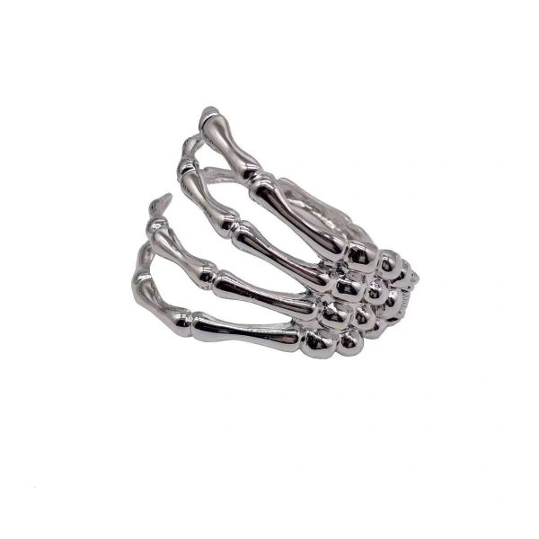 Dark Skeleton Skeleton Claw Bracelet Silver-Silver Alloy Bangle Bracelet