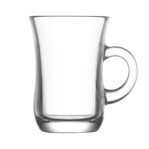 LAV Yudum Transparent Glass Tea Cup with Handle - 6 Piece