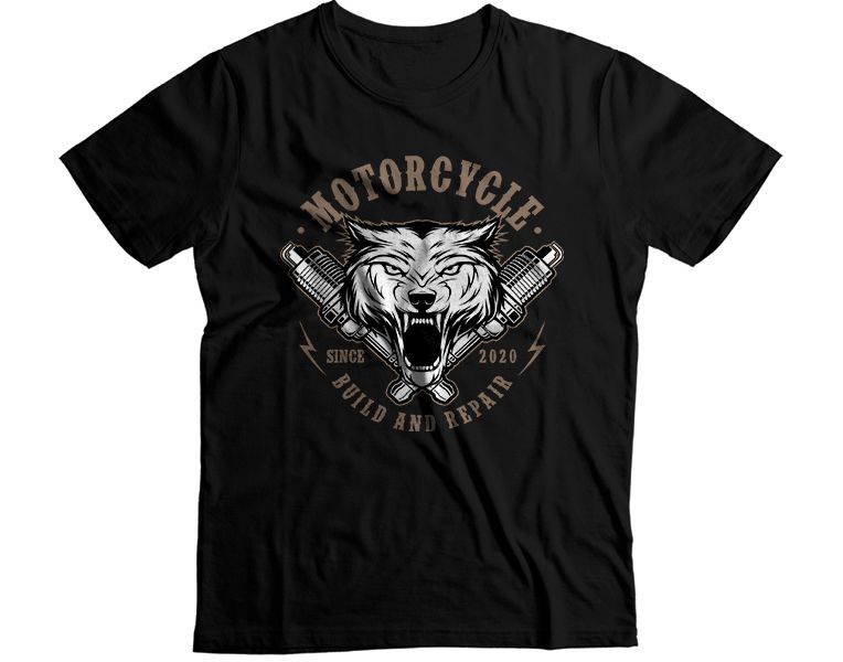 Wolf Motorcycle Graphic T-Shirt