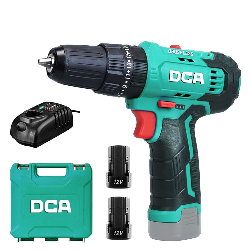 DCA 12V Brushless Driver/Hammer Drill Kit With 2.0Ahx2 & Charger Shop
