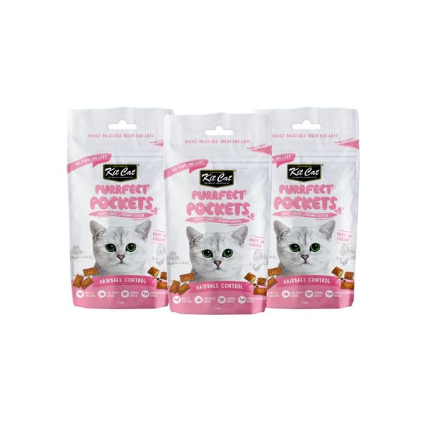 Kit Cat Purrfect Pockets - Hairball Control (3 x 60g)