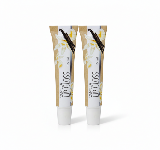 Vanilla Lip Gloss 15ml with Jojoba Oil for Moisture and Shine - 2 Pack
