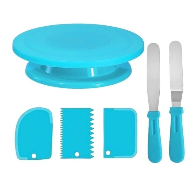 6 Pieces Cake Decorating Kit with Turntable, Spatulas and Smoothers