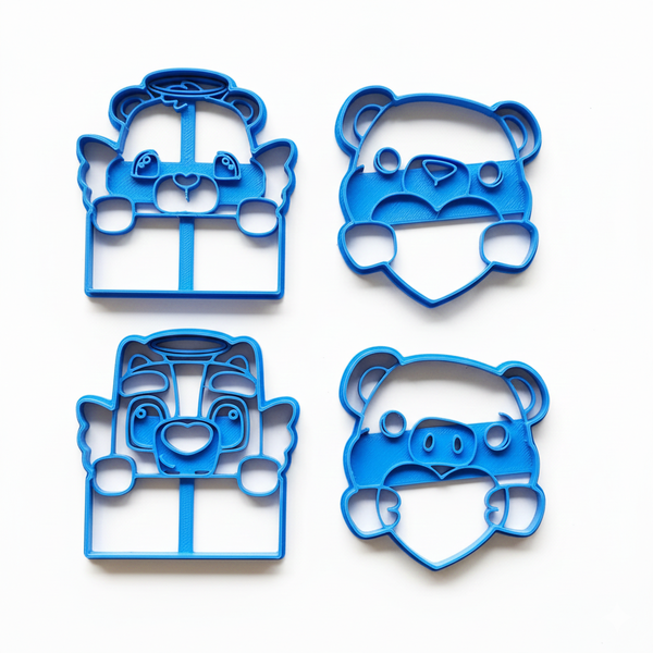 4-Piece Valentine's Animal &amp; Plaque Set - 8cm - 3D Printed - Medium