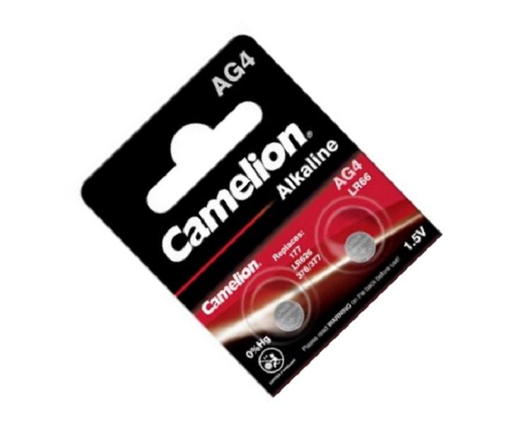 CAMELION AG4-BP02 (0%Hg) DBK Alkaline Button Cell 1.5V 24mAh 2/Pack