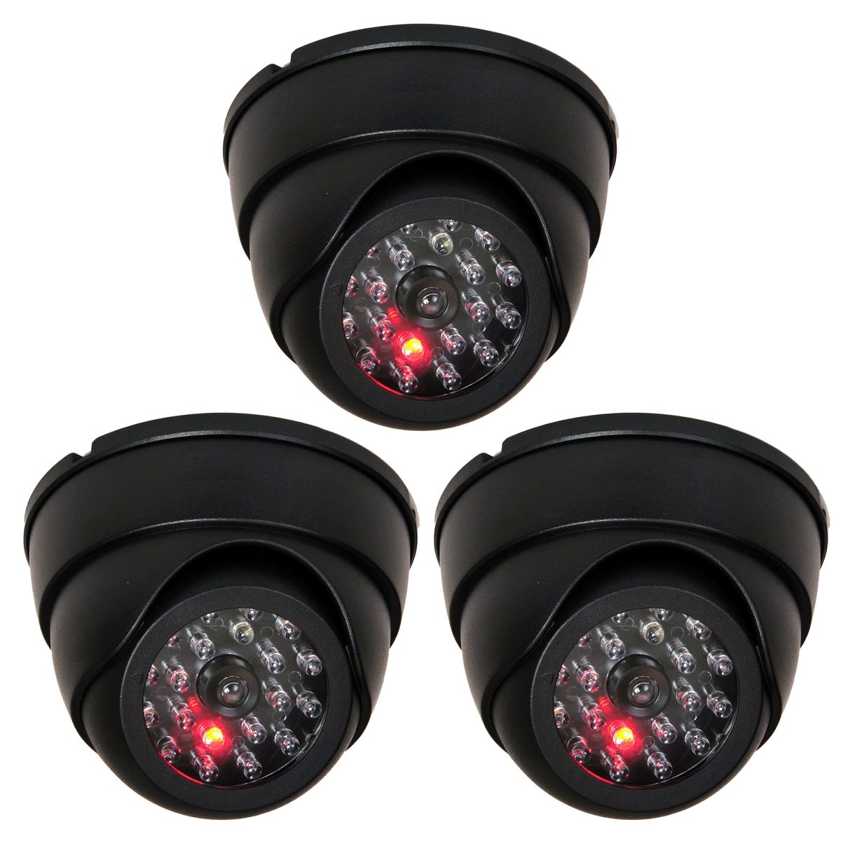 3Pack Dome Dummy Security Cameras - dummy CCTV Surveillance with IR & LED