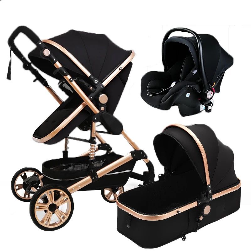 Baby Pushchair Stroller 3 in 1 Adjustable High View Baby Strollers ...