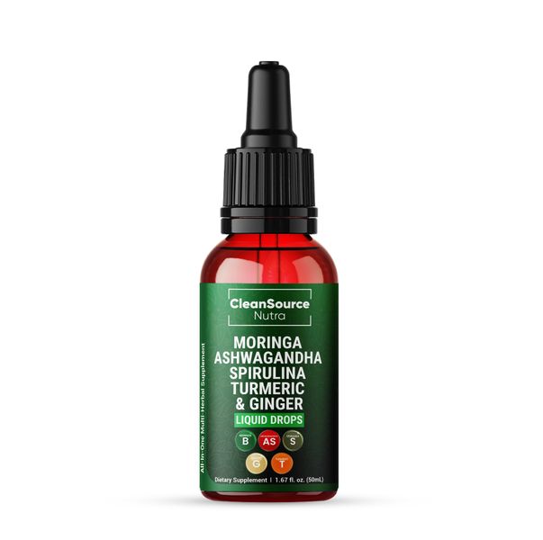 Moringa, Ashwagandha, Spirulina, Turmeric &amp; Ginger Liquid Drops - 50ml