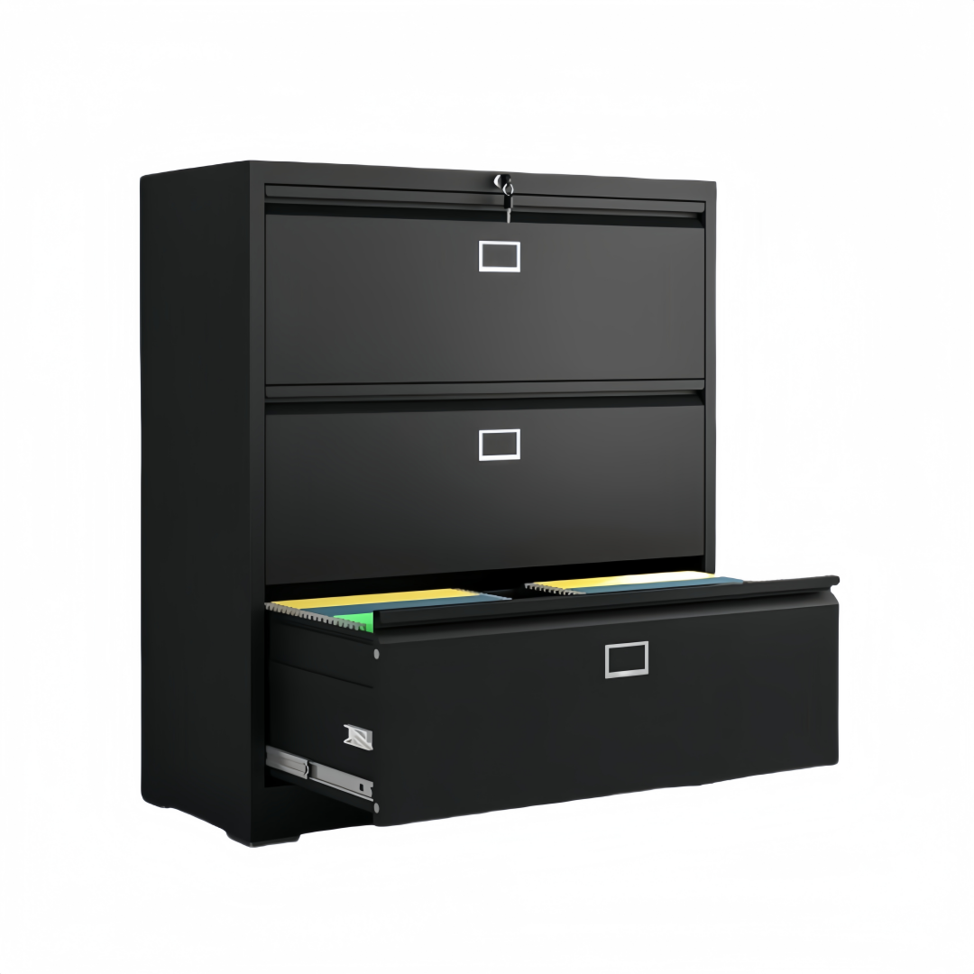 Steel Lateral 3 Drawer Filing Cabinet Cupboard Locker Swan Handle With C/S