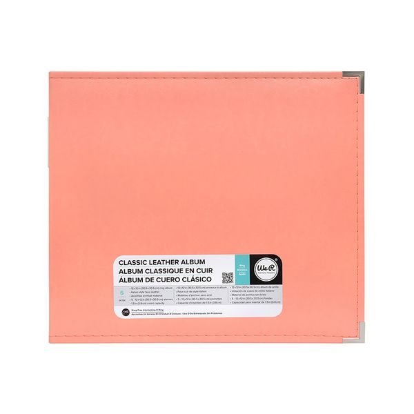 We R Classic Leather D-Ring Album 12X12 Coral