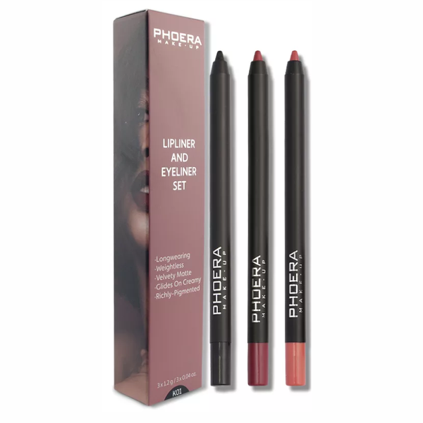 Phoera Matte Lipliner &amp; Eyeliner Kit
