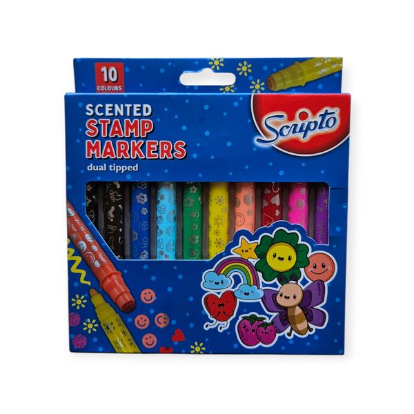 SCRIPTO Scented Stamp Markers - 10 Colours - Boxed