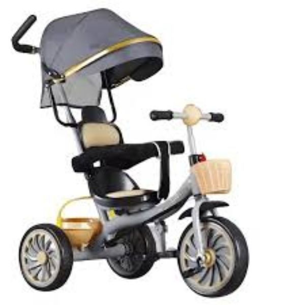 Luxury 3-Wheel Baby Push Tricycle with Canopy &amp; Parent Handle