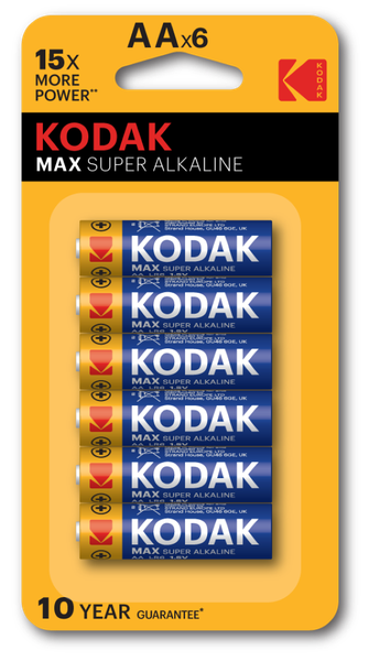 Kodak Max Super Alkaline AA Batteries 6 Pack