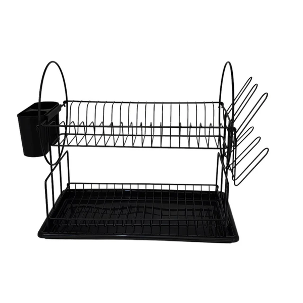 Black Dish Rack with Glass and Cutlery Holder