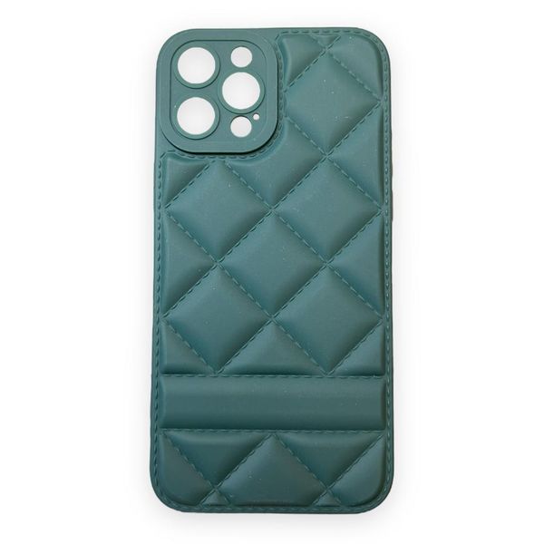 AMA Quilted Phone Case With Lanyard For iPhone 12 Pro Max - Dark Green