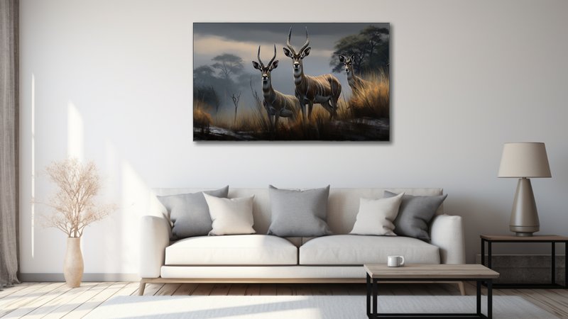 Canvas Wall Art - Kudu Antelopes in Twilight - HD0389