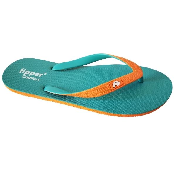 Fipper - Flip Flops / Slippers - Comfort (Turquoise with Orange Straps)