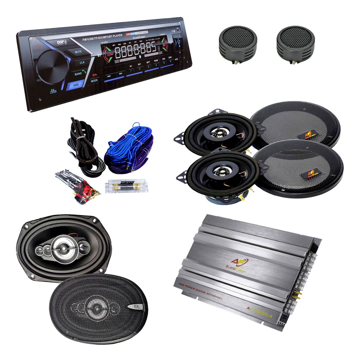 Slay TM Series Media Player Car Audio Combo Including Wiring Kit
