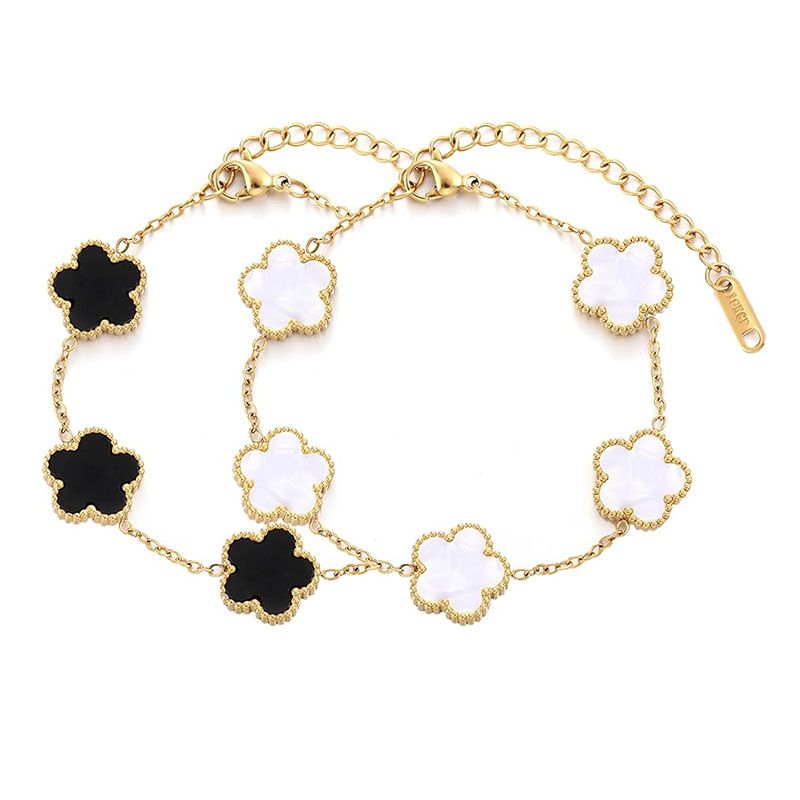 Clover Bracelet for Women, Lucky 4 Leaf 18K Gold Link Bracelet