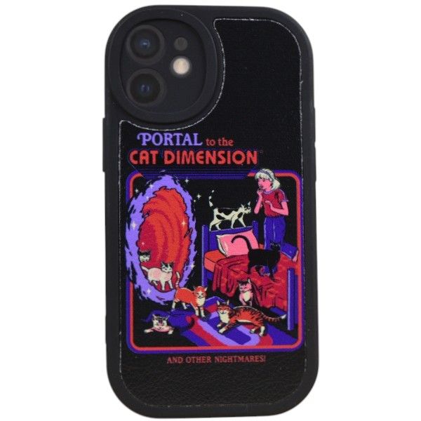 Stylish Cat Portal Print Phone Cover - iPhone Compatible - iPhone 12 Mini