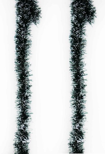 2m Snow Tipped Green Tinsel Christmas Garland (pack of 2)