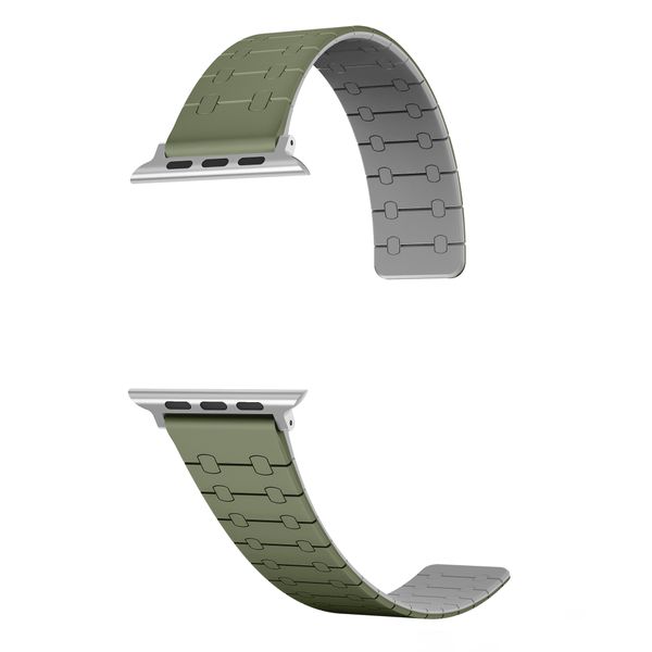 Magnetic Green Quality Silicone Apple Watch Band In 44/45/46 &amp; 49mm