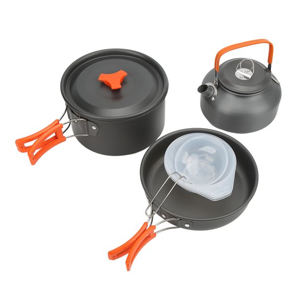 Camping Cookware Set 11Pcs Portable with Teakettle