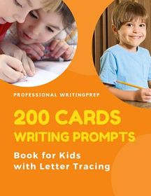 200 Cards Writing Prompts Book for Kids with Letter Tracing: Easy ...